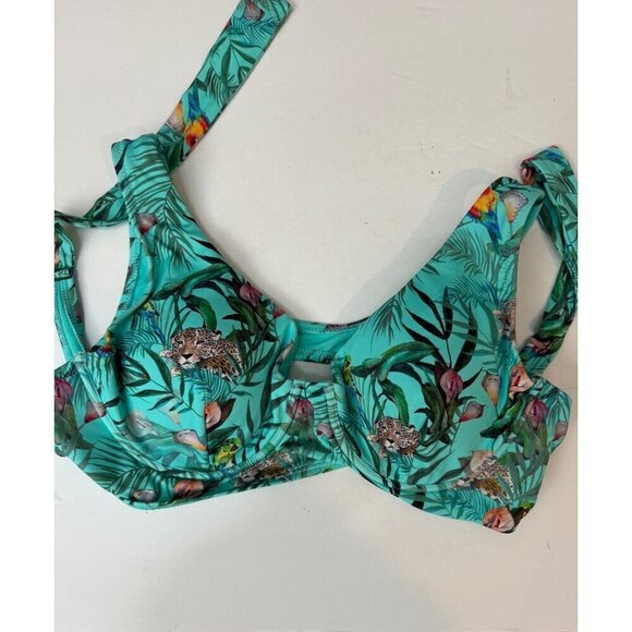 Johnny Was Taina Underwire Bikini Top Blue Jungle Animal Floral Size Small S NEW - Picture 3 of 9